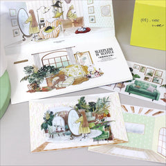 Warm Home Scenes PET Tape Warm Home Scenes PET Tape | Cozy Interior & Potted Plant Stickers