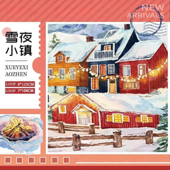 Snowy Town Night PET Tape Snowy Town Night PET Tape | Winter Village Scenery Stickers