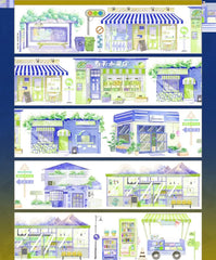 Street Corner Shop PET Tape Street Corner Shop Shell Gloss Tape | Hand-Drawn Scenery Tape
