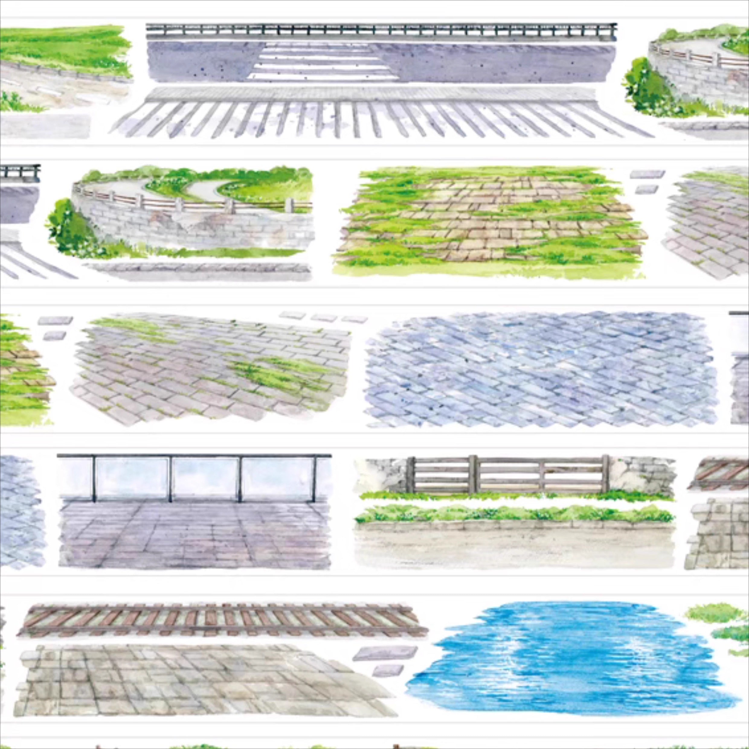 Pathway Rest Scenic PET Tape Pathway Rest PET Scenic Tape β Midground Road Loop Tape for Journaling, Scrapbooking & DIY Landscape Crafts