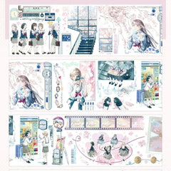 Sakura Campus Character PET Tape Sakura Anime Girl PET Tape | Japanese Style Journaling Sticker