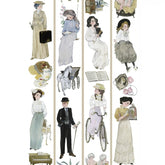 Shroomi PET Tape: Vintage Edwardian Era. Delicate watercolor illustrations of elegant women, man, carriage, bicycle, tea, piano, pets & cherubs.