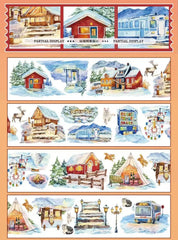 Snowy Town Night PET Tape Snowy Town Night PET Tape | Winter Village Scenery Stickers