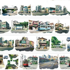 Machiya Street - Japanese Street Buildings PET Tape Japanese Street & Buildings PET Tape | Machiya Scenery Sticker