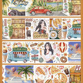 Jenny’s California Journey PET Tape Jenny’s California Journey PET Tape – Shell Gloss American Scenic Decorative Tape with Coastline, Street Food & Character Designs