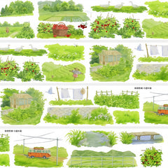 Pastoral Poem PET Tape Pastoral Poem Shell Gloss PET Tape | Countryside Scenery Tape