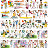 Playful Characters die-cut PET tape with people & activity stickers for scrapbooking at Shroomi