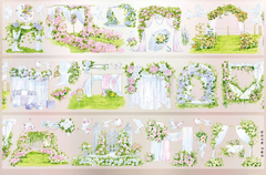 Romantic Wedding Scene PET Tape Romantic Wedding Scene PET Tape | Floral Arch & Garden Sticker