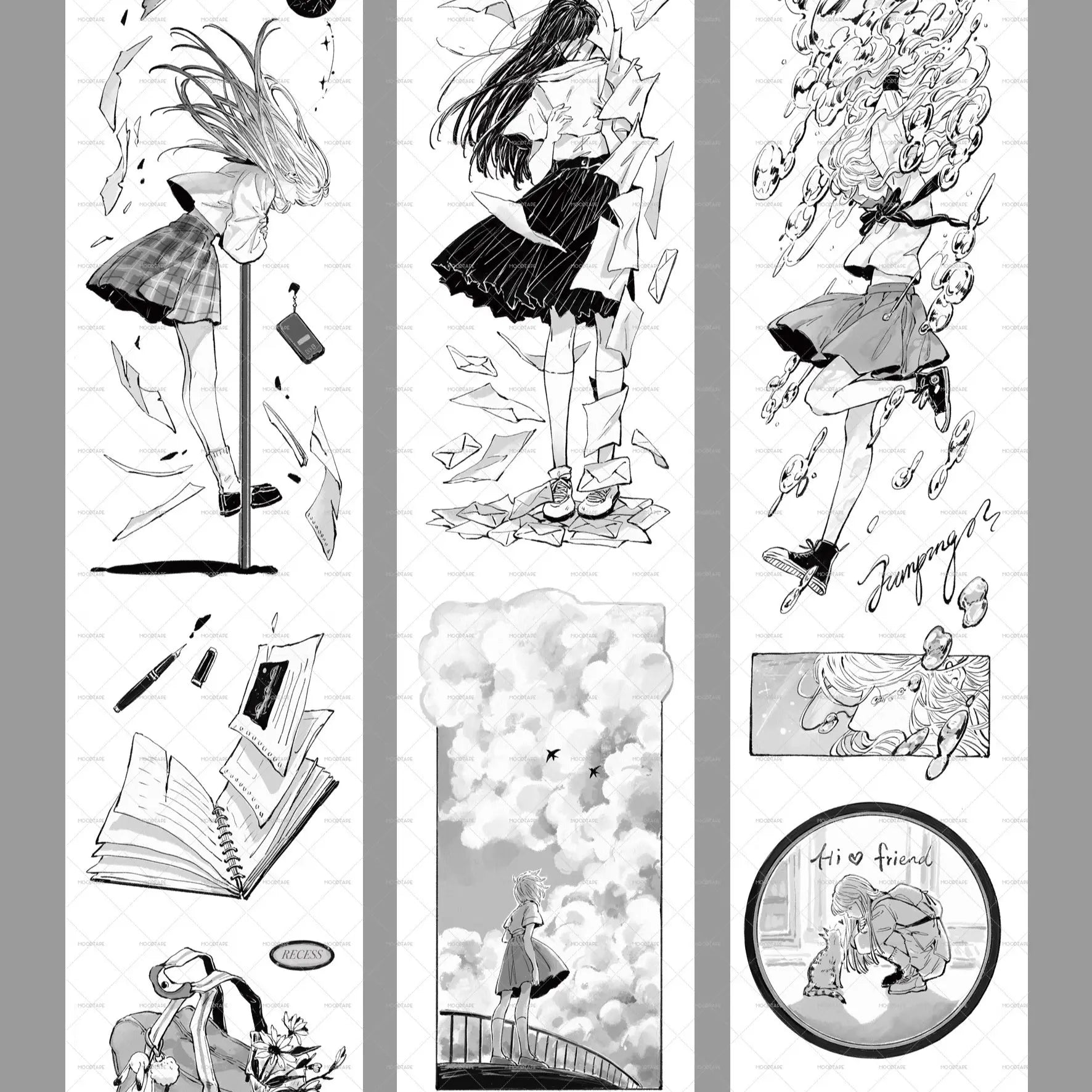 Windwhisper - Character PET Tape Windwhisper Monochrome Character Tape | Minimalist PET Stickers