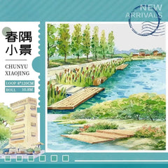 Spring Corner Scenery PET Tape Spring Corner Scenery PET Tape | Peaceful Park & Lake Views
