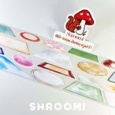 Shroomi modern carpets PET tape display with logo and artistic shapes