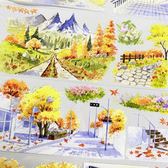 Autumn Street Scene PET Tape Autumn Street Scene PET Tape | Fall Scenery for Journaling