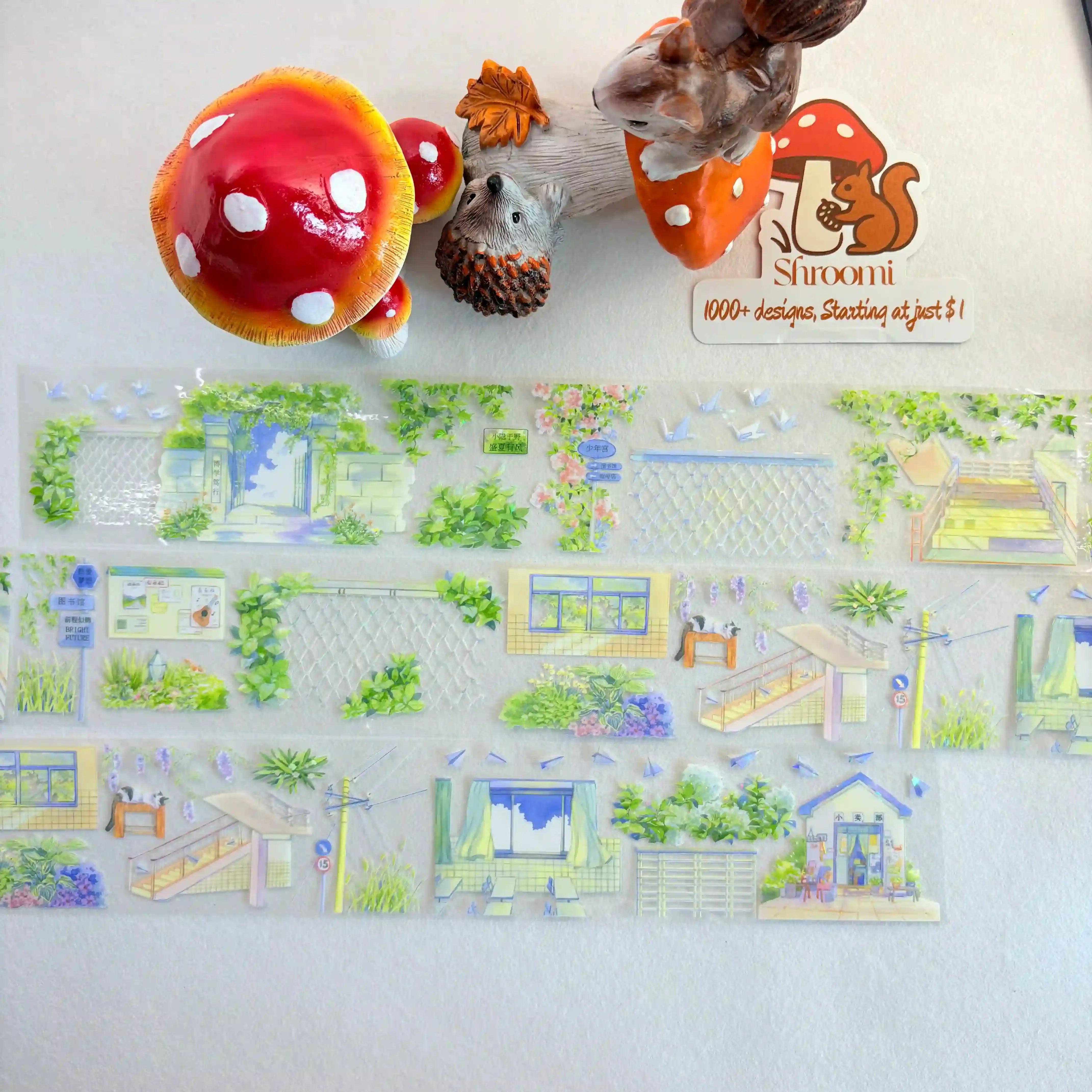 Breezy Midsummer PET Tape Breezy Midsummer Shell Gloss Tape | Nostalgic School Scenery