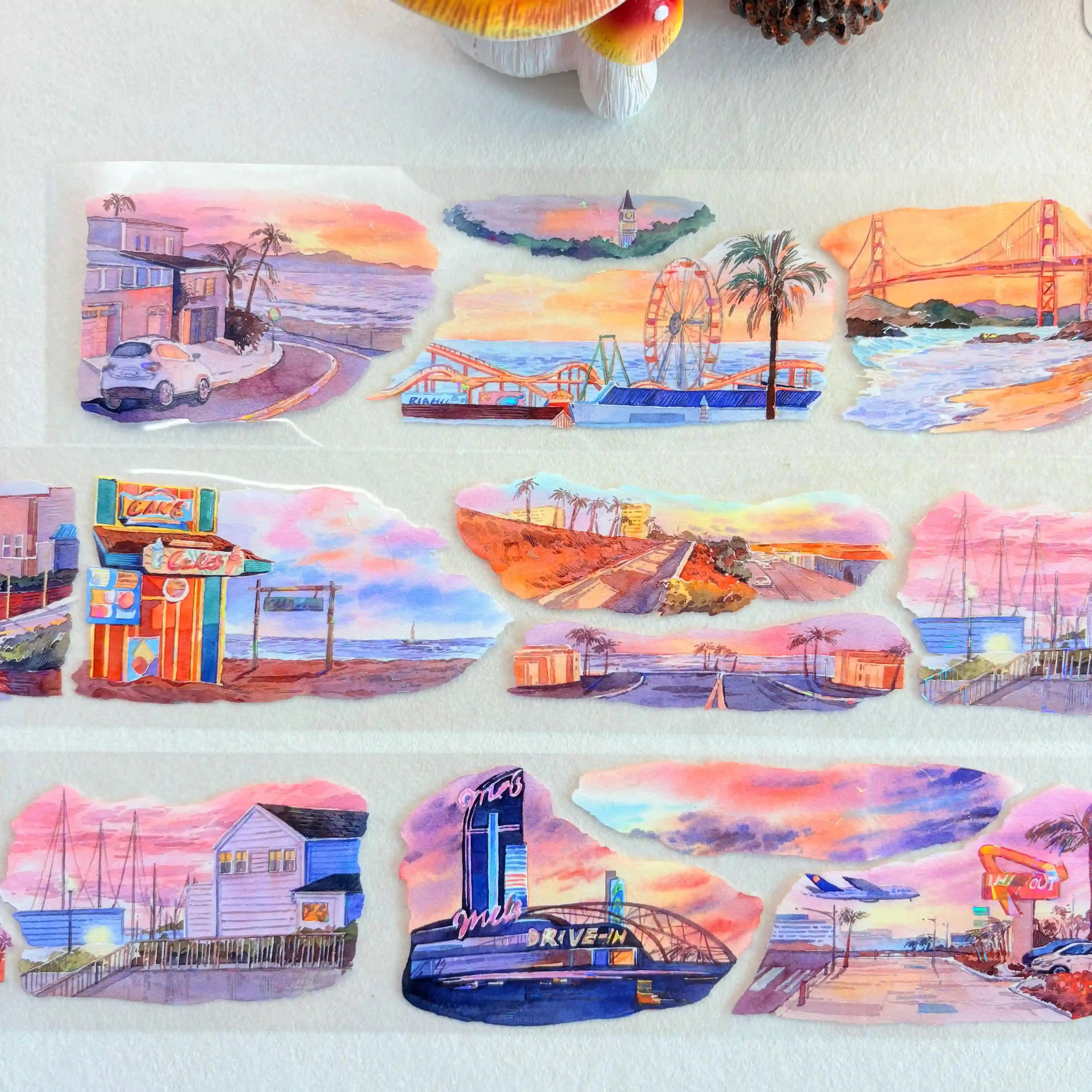 California Sunset PET Tape California Sunset Shell Gloss Tape | Coastal Road Trip Scenery
