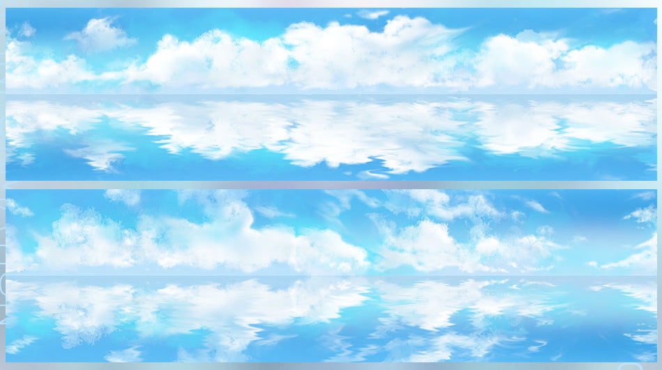 Clear blue sky with fluffy white clouds
