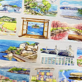 Island Scenery Coastal Village View PET Tape | Seaside Scenery for Journaling
