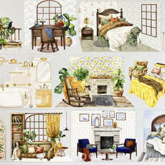Cozy Interior Scenes 1 PET Tape Cozy Interior Scenes PET Tape | Home Decor Stickers for Crafts