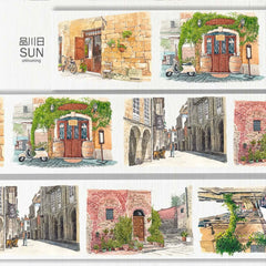 Landscape Corner Decorative Tape - Oil Painting Texture Art Washi Tape