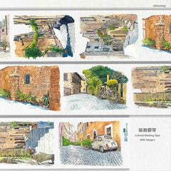 Landscape Corner Decorative Tape - Oil Painting Texture Art Washi Tape