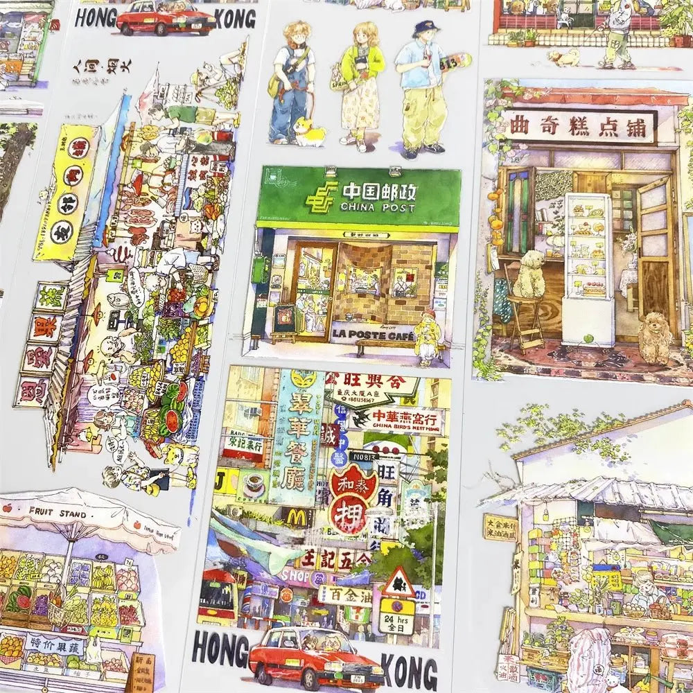 Hong Kong Street Life PET Tape Hong Kong Street Life PET Tape | Urban Scenery & Shop Stickers