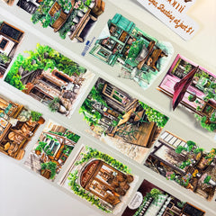 Afternoon Time PET Tape Afternoon Light PET Tape – Vintage Garden Café Scene for Journaling