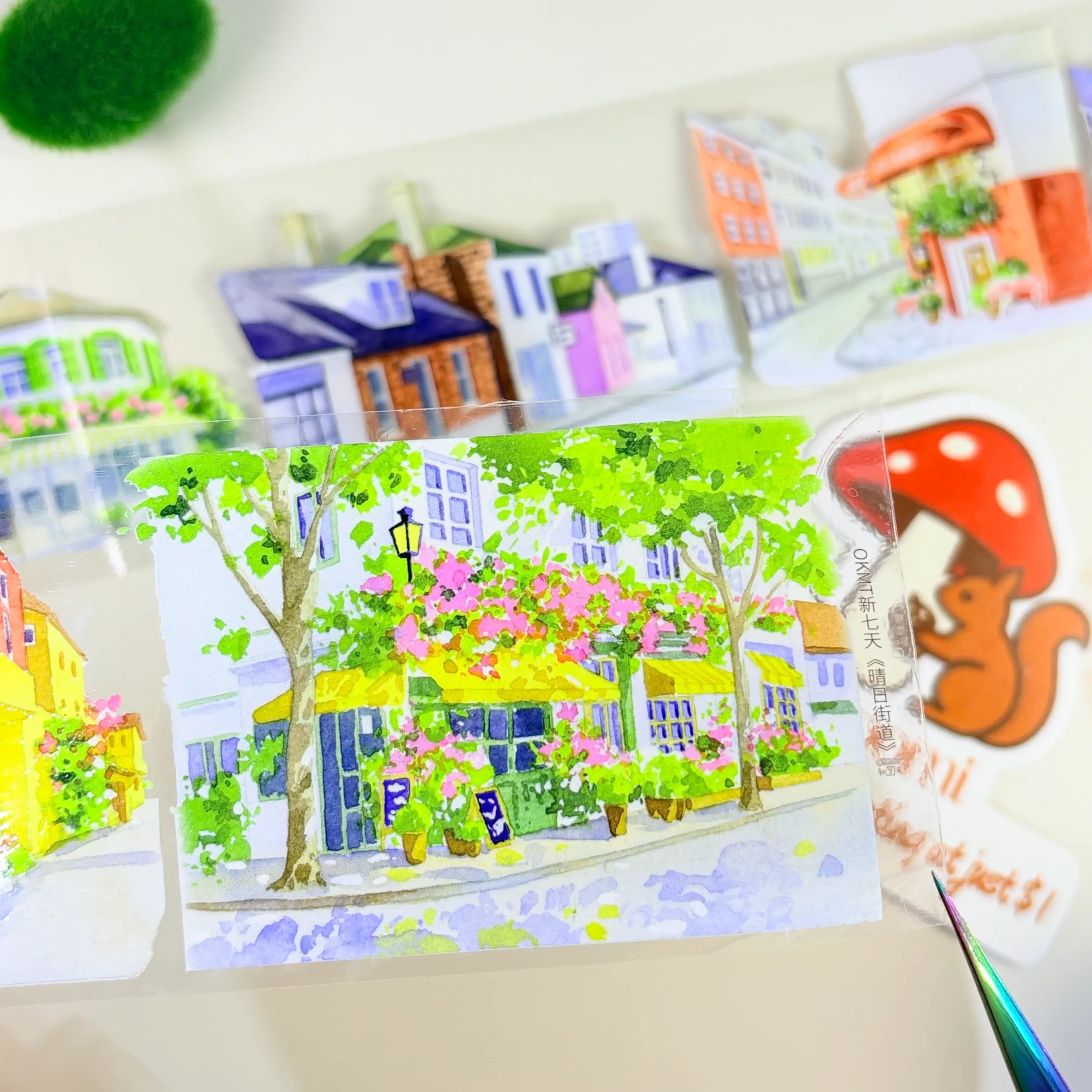 Charming European Promenade PET Tape Sunny Parisian Cafe & Street Watercolor PET Tape | Shroomi