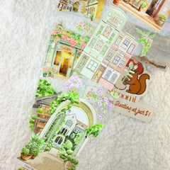 Leisurely Cafe Corner PET Tape Charming European Cafe Watercolor PET Journaling Tape | Shroomi