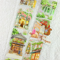 Leisurely Cafe Corner PET Tape Charming European Cafe Watercolor PET Journaling Tape | Shroomi