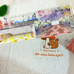 Streetcar Serenity PET Tape Anime Cityscape & Train Tracks PET Tape for Journals | Shroomi