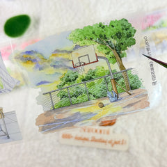 Lush Campus Watercolor PET Tape Youthful Campus & Garden Watercolor PET Tape for Journaling | Shroomi