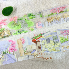 Lush Campus Watercolor PET Tape Youthful Campus & Garden Watercolor PET Tape for Journaling | Shroomi