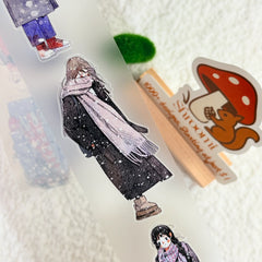 Die-cut Snowfall Whispers Character PET Tape Snowfall Serenity Watercolor Die-cut Matte PET Tape | Shroomi