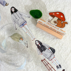 Die-cut Light Spring Dreams Character PET Tape Whimsical Spring Reverie Girls PET Tape for Journaling | Shroomi