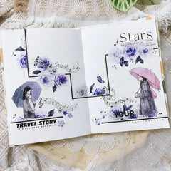 Die-cut Umbrella Serenade Character PET Tape Whimsical Rainy Day Umbrella Girls Journaling PET Tape | Shroomi