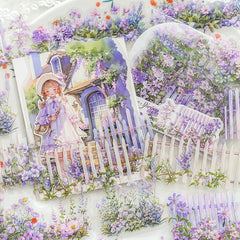 Flower Fence Garden Stickers - Spring Floral Hedge Scenery | Waterproof PET Journal Scene Building Pack