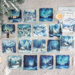 Snow Realm Poetry Sticker Pack - Winter Landscape Decorative Stickers for Journaling (15 Sheets, 6 Designs)
