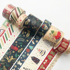Christmas Gold Foil Washi Tape Set - 8 Rolls Decorative Tape for Journaling & Scrapbooking