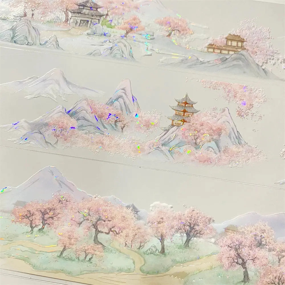 Peach Blossom Scenery PET Tape Peach Blossom Scenery PET Tape | Chinese Landscape & Floral Tape