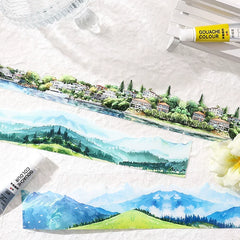Nature Landscape Washi Tape Set - Vintage Botanical Scenery | PET Decorative Journal Border Tape Pack