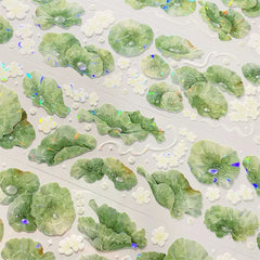 Dewdrop Lotus Leaf PET Tape Dewdrop Lotus Leaf PET Tape | Iridescent Floral Scenery Sticker