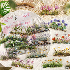 Wild Meadow Grass & Flower Stickers - Nature Landscape Scenery | Waterproof PET Journal Decor