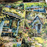 Vintage Green Colorful Garden Junk Journal Paper - Floral Background Paper for Scrapbooking & Art Journaling