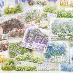 Flower Fence Garden Stickers - Spring Floral Hedge Scenery | Waterproof PET Journal Scene Building Pack