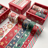 Christmas Washi Tape 6 Rolls - Creative Holiday Decorative Tape for Journaling & Scrapbooking