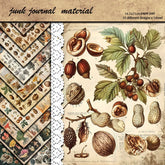 Vintage Botanical World Junk Journal Paper - 10 Pieces Dried Tree Nut Pattern Background Stickers for Scrapbooking