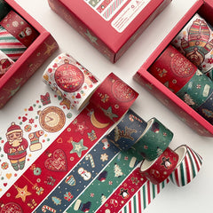 Christmas Washi Tape 6 Rolls - Creative Holiday Decorative Tape for Journaling & Scrapbooking