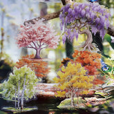 Four Seasons Tree Stickers - Colorful Seasonal Forest | PET Scene Building Journal Decoration Pack