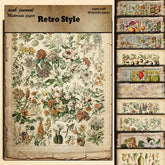 Vintage Botanical Book Pages Paper Pad - 10 Sheets 5.5" x 7" Aged Plant Scrapbook Decorative Paper