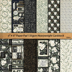 6"x6" paper pad with romantic floral and script designs | Shroomi