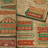 Vintage Circus Paper Pad - 4 Large Sheets 5.5" x 7.5" Retro Ephemera Scrapbook Decorative Paper